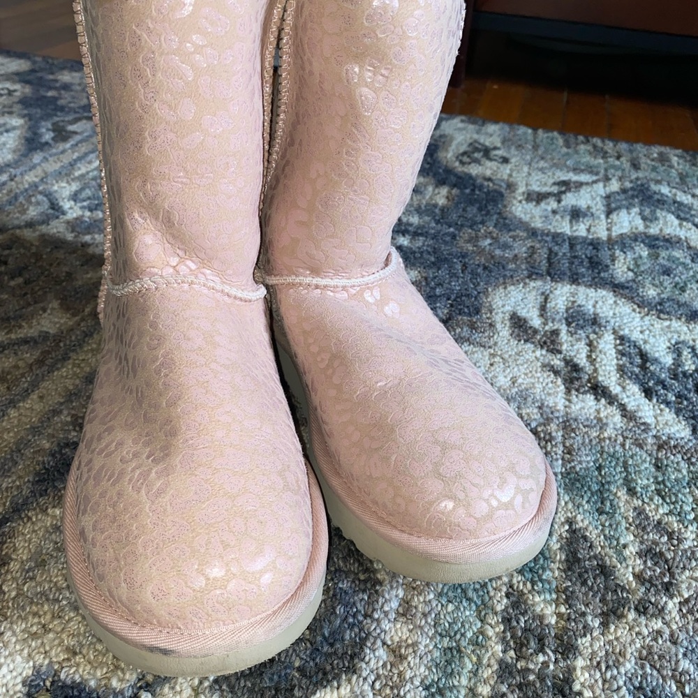 Pink snow leopard ugg boots